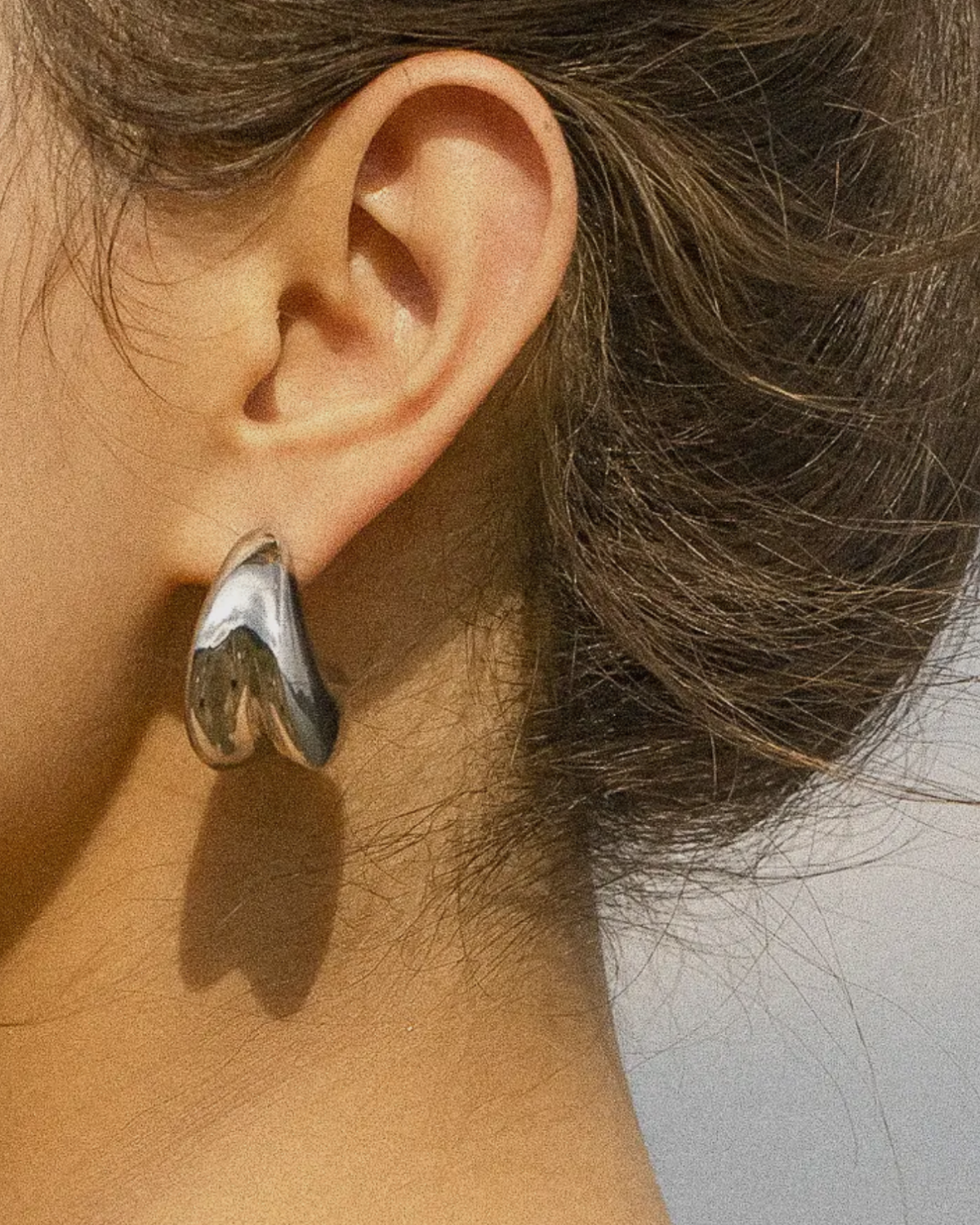 Thick Silver Huggie Earrings
