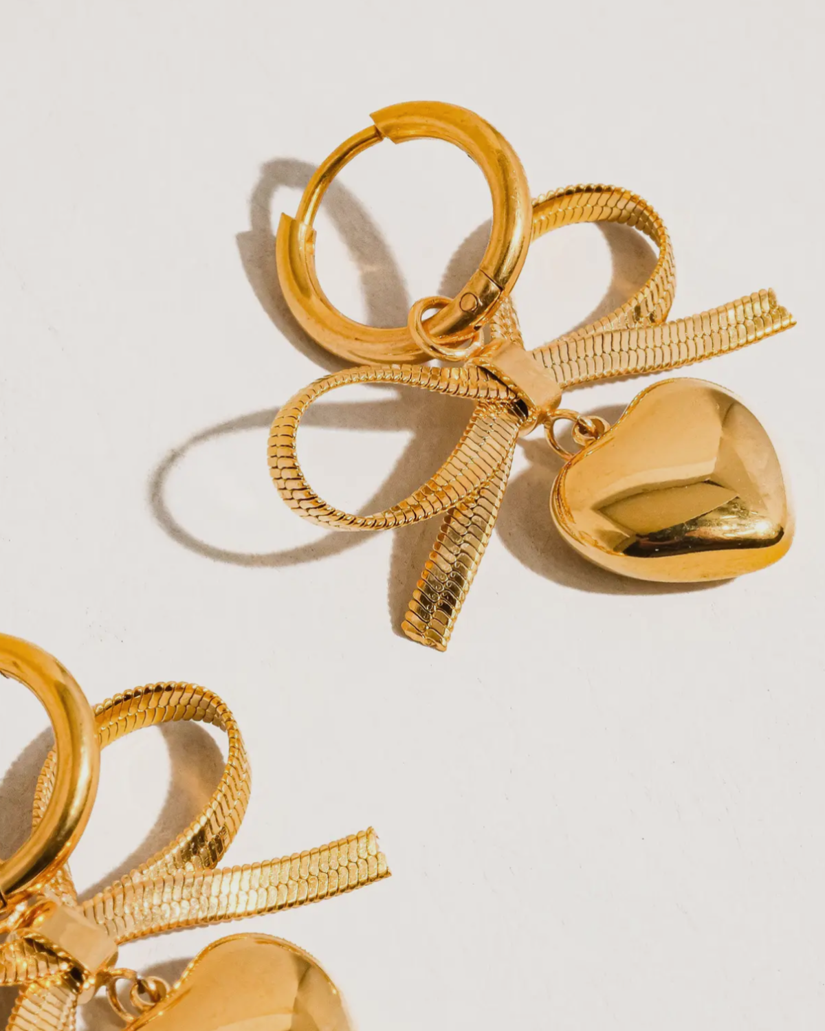 Bow Dangle Heart Earrings