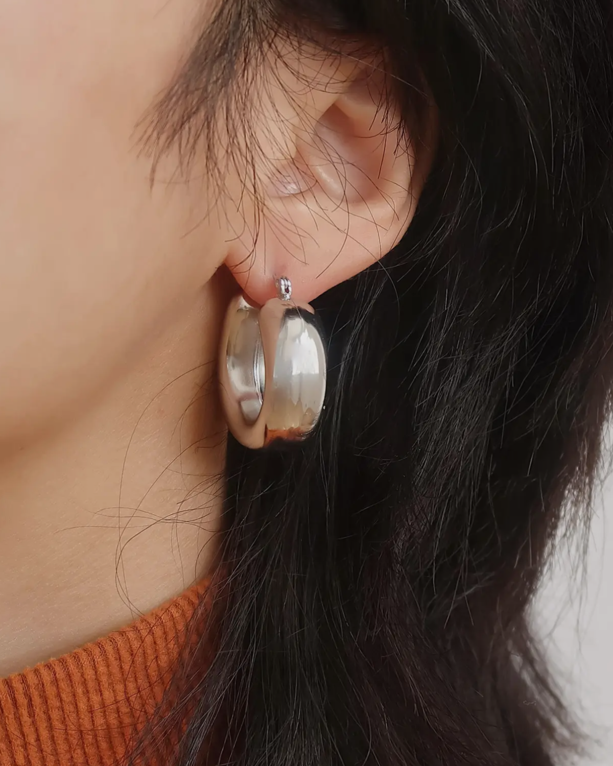 Silver Classic U Hoop Earring