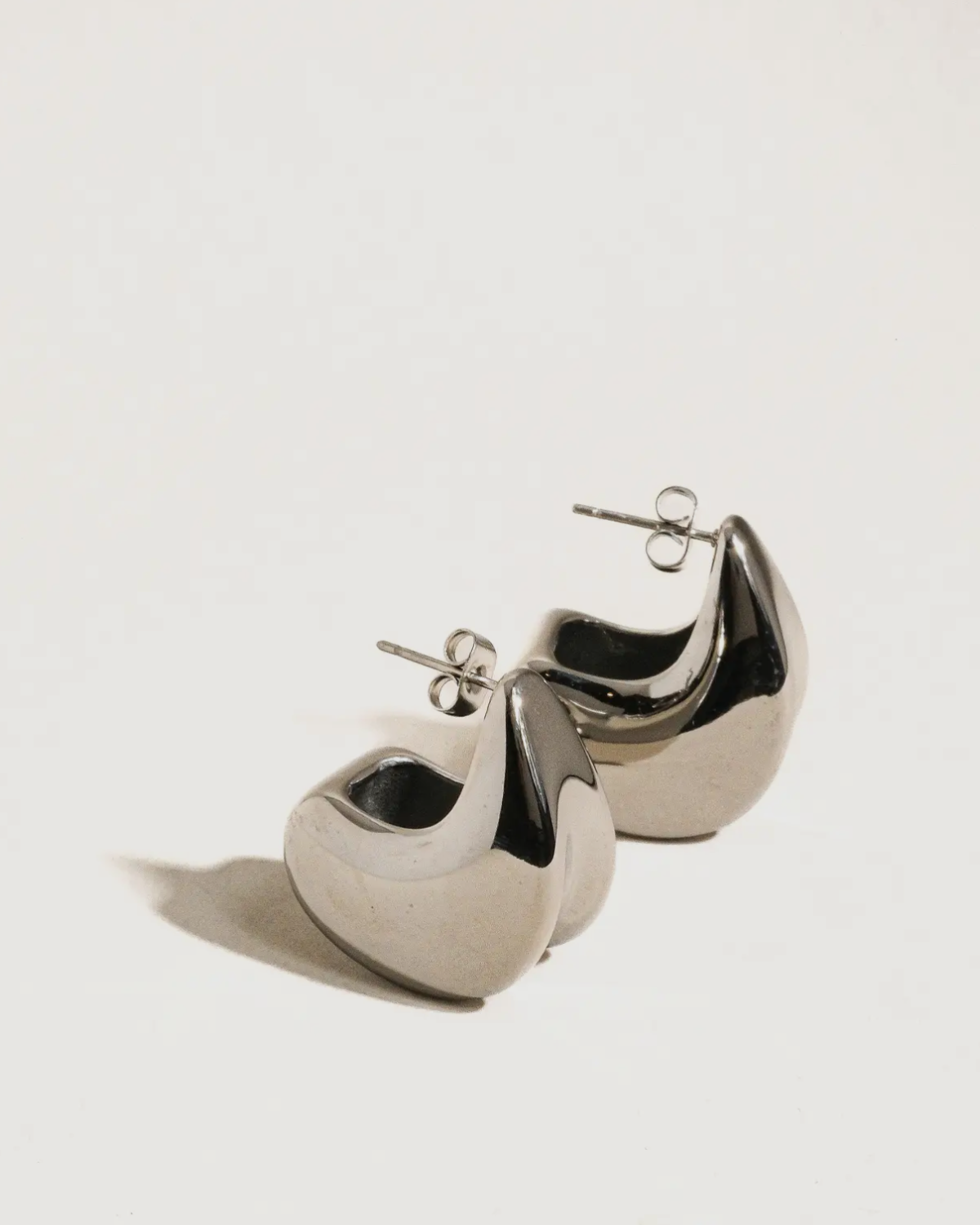 Thick Silver Huggie Earrings