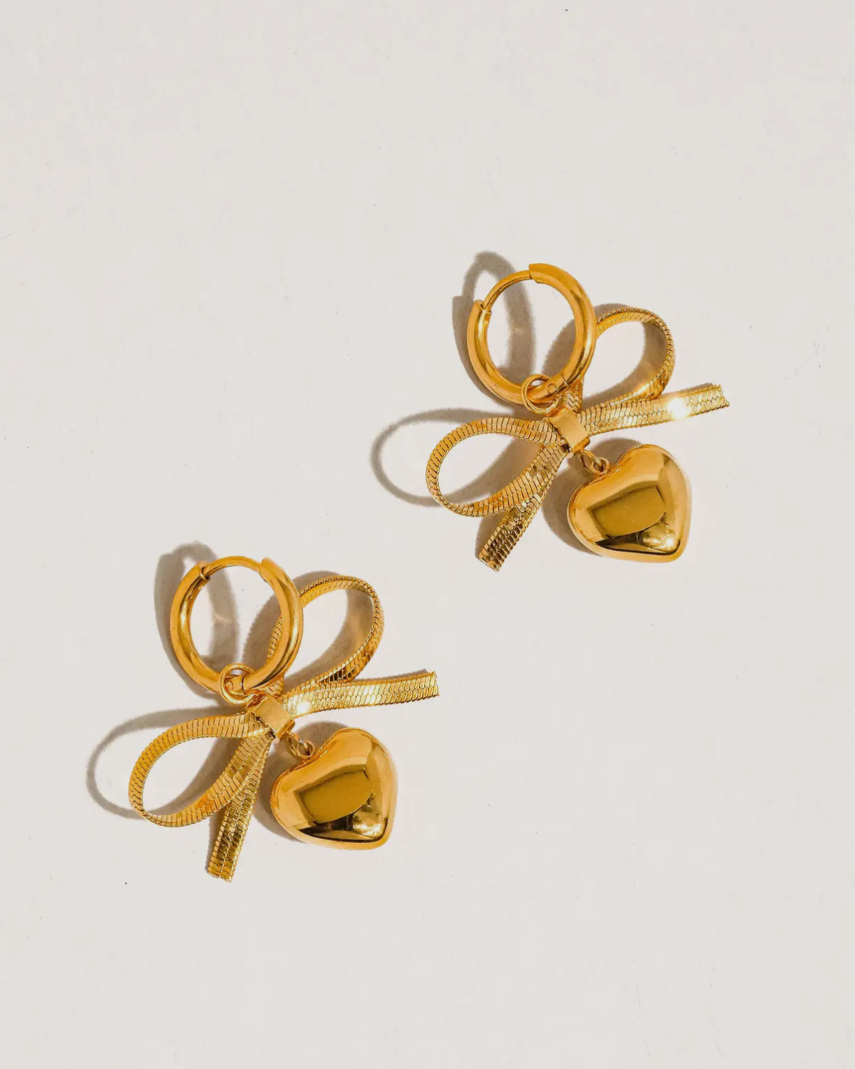 Bow Dangle Heart Earrings