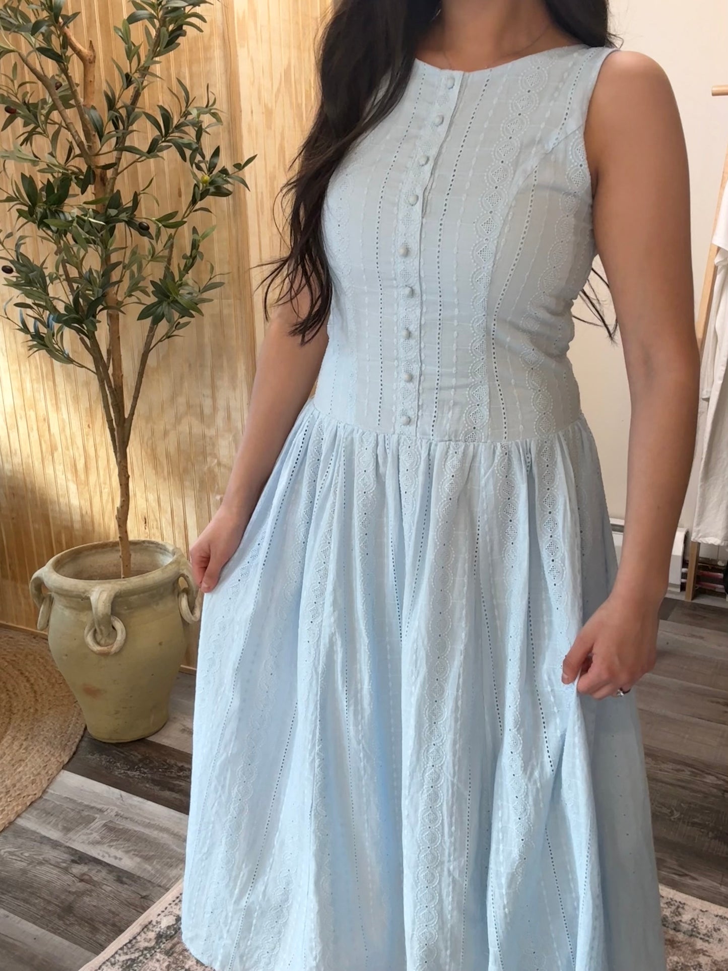Blue Embroidery Dress