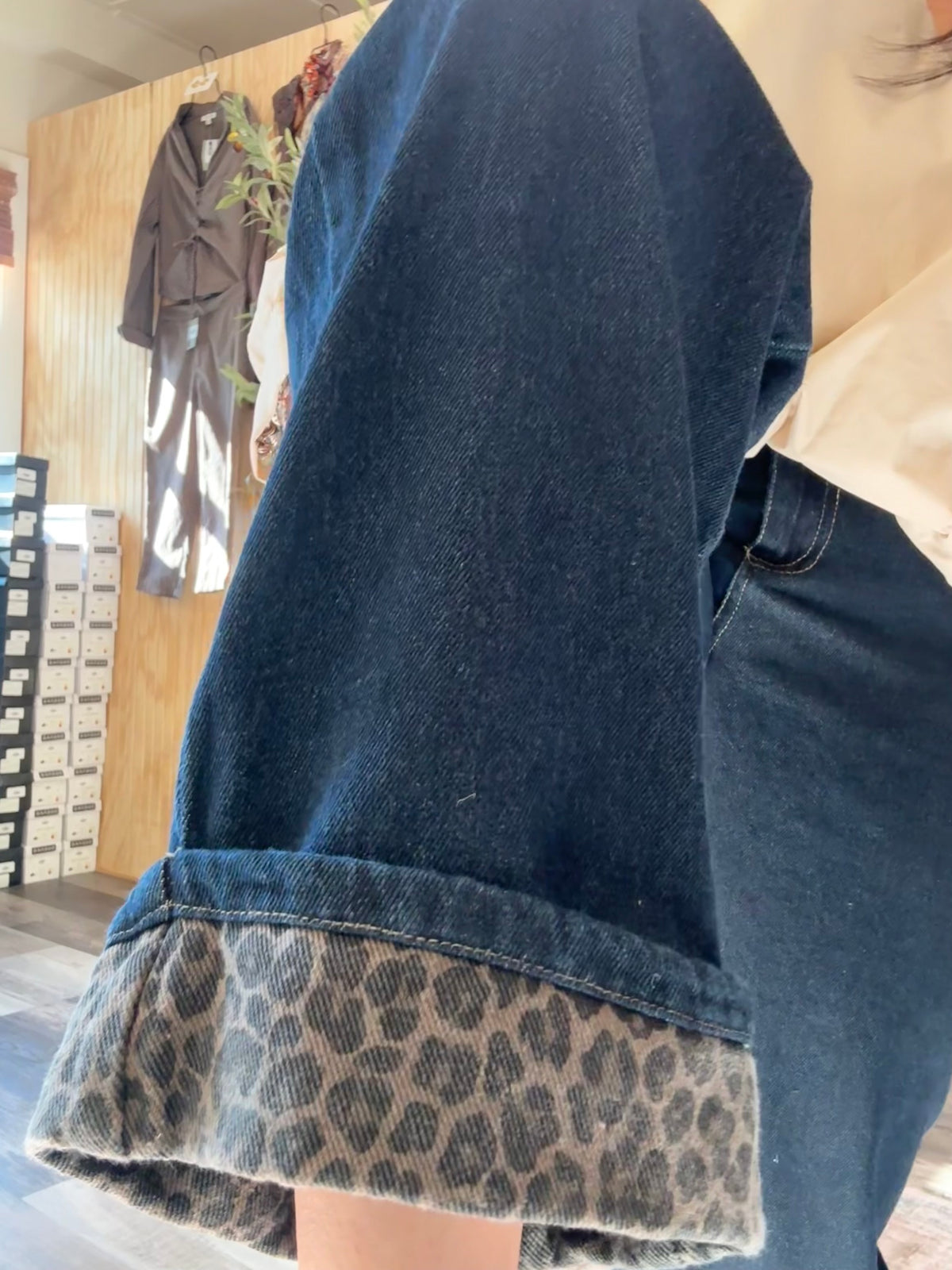 Leopard Cuff Denim