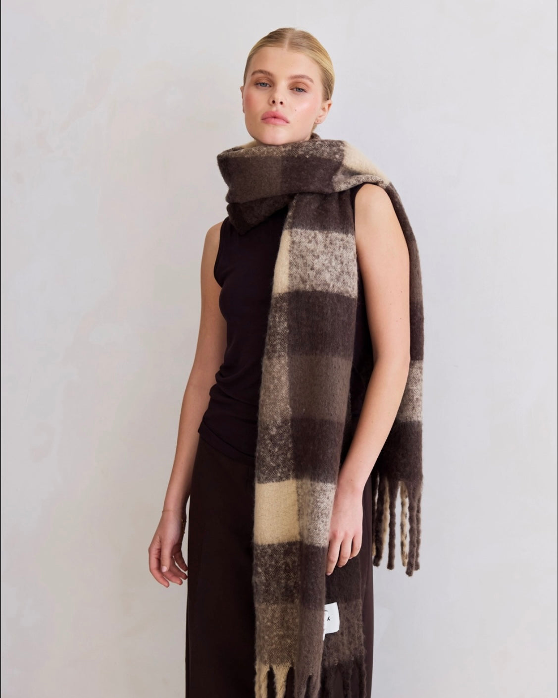 Reyk Scarf Brown Checkered