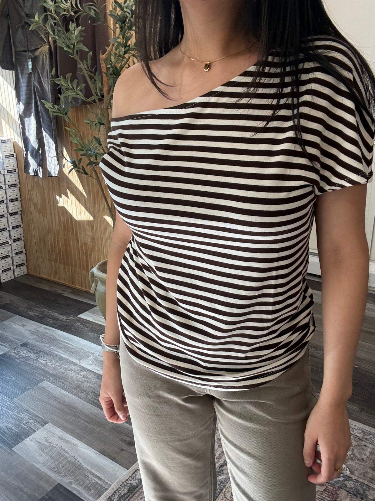 Striped Asymmetrical Top