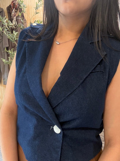 Lapel Denim Vest