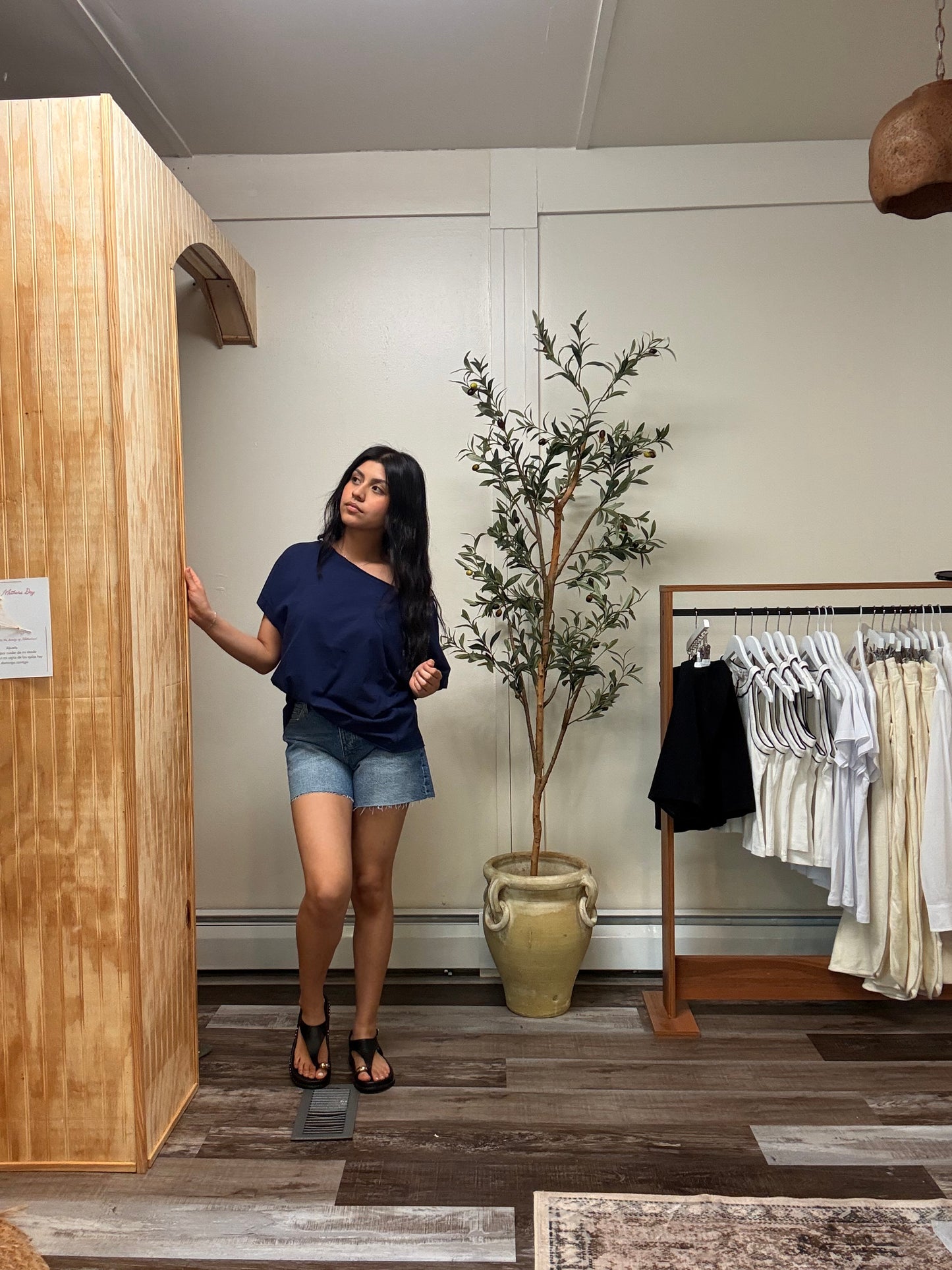 Slub Navy Top