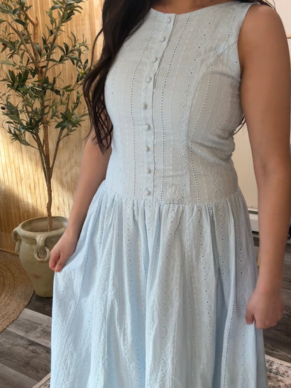 Blue Embroidery Dress