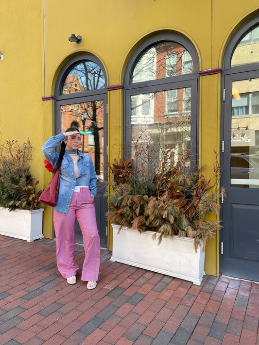 Get relaxed in these red 100% Cotton pants, giving you a boxer style with a white contrast waist. This mid-rise pants features deep pockets with an inseam of 28" and rise of 12" 