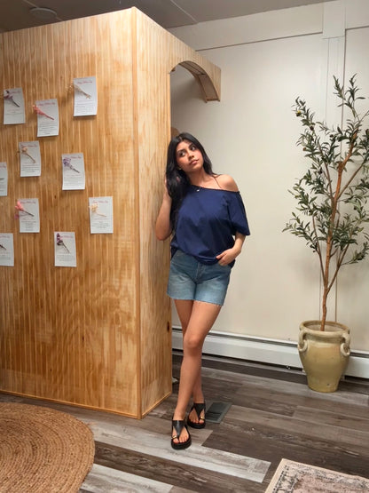 Slub Navy Top