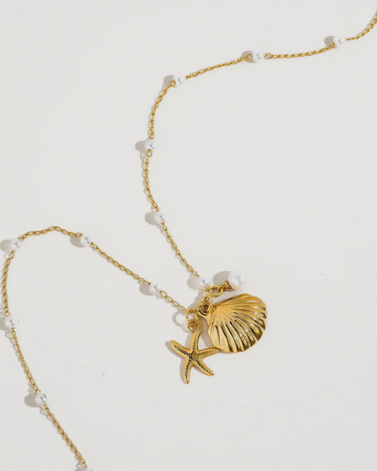 Seashell & Sea Star Pearl Necklace
