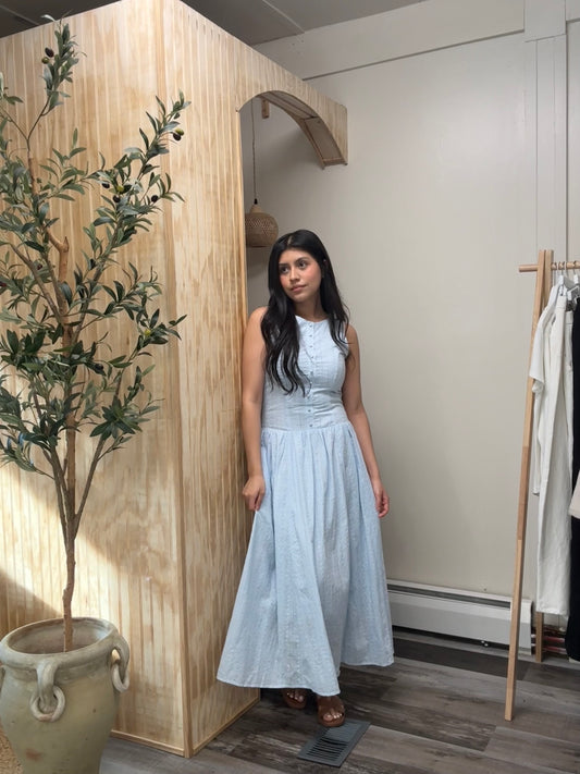 Blue Embroidery Dress