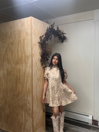 Evie Printed Puff Sleeve Shirt Dress