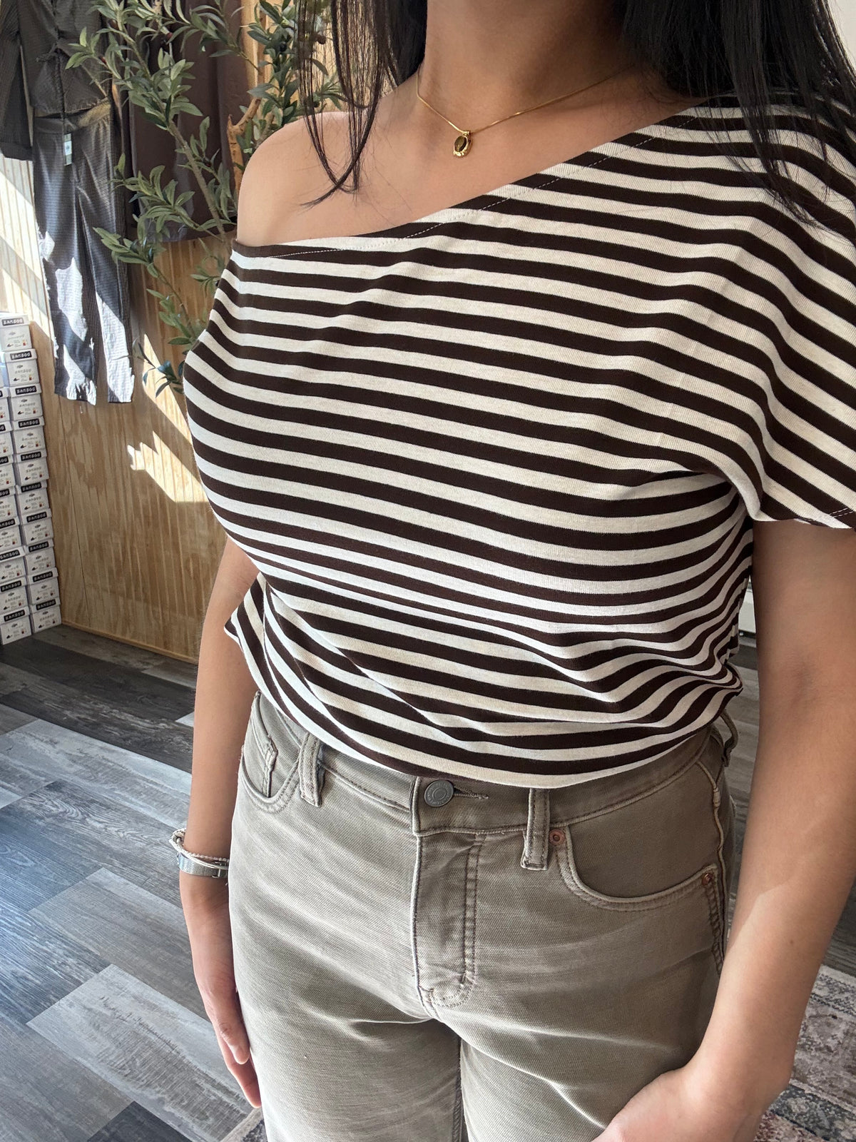 Striped Asymmetrical Top