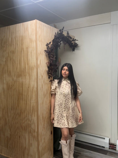 Evie Printed Puff Sleeve Shirt Dress