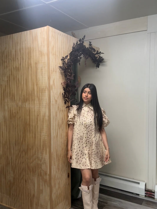 Evie Printed Puff Sleeve Shirt Dress
