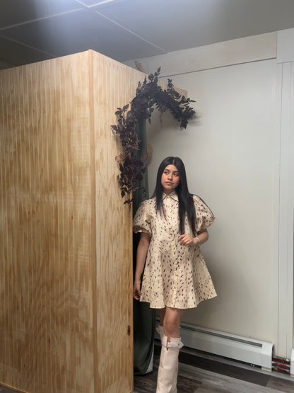 Evie Printed Puff Sleeve Shirt Dress