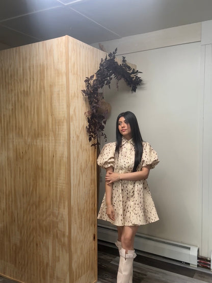 Evie Printed Puff Sleeve Shirt Dress