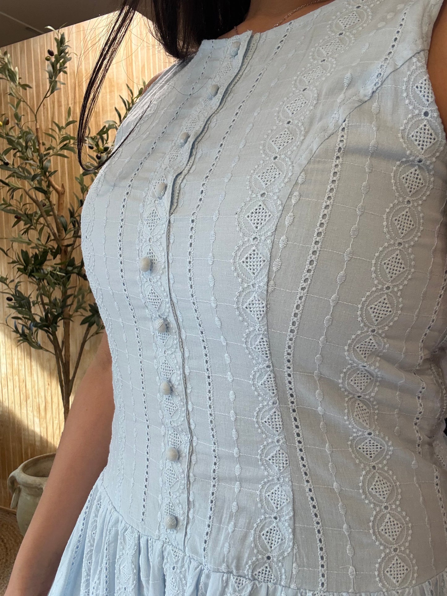 Blue Embroidery Dress