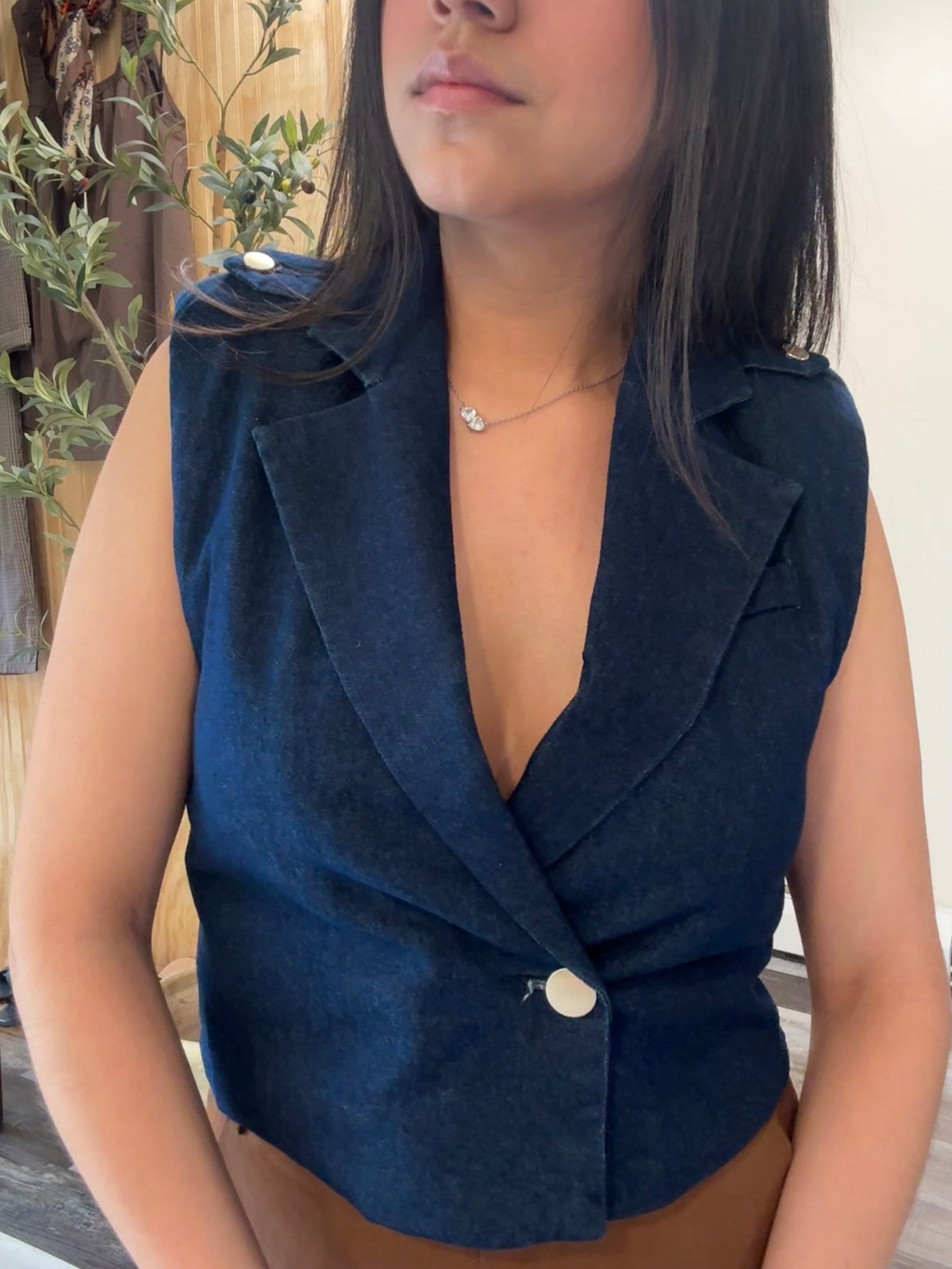 Lapel Denim Vest