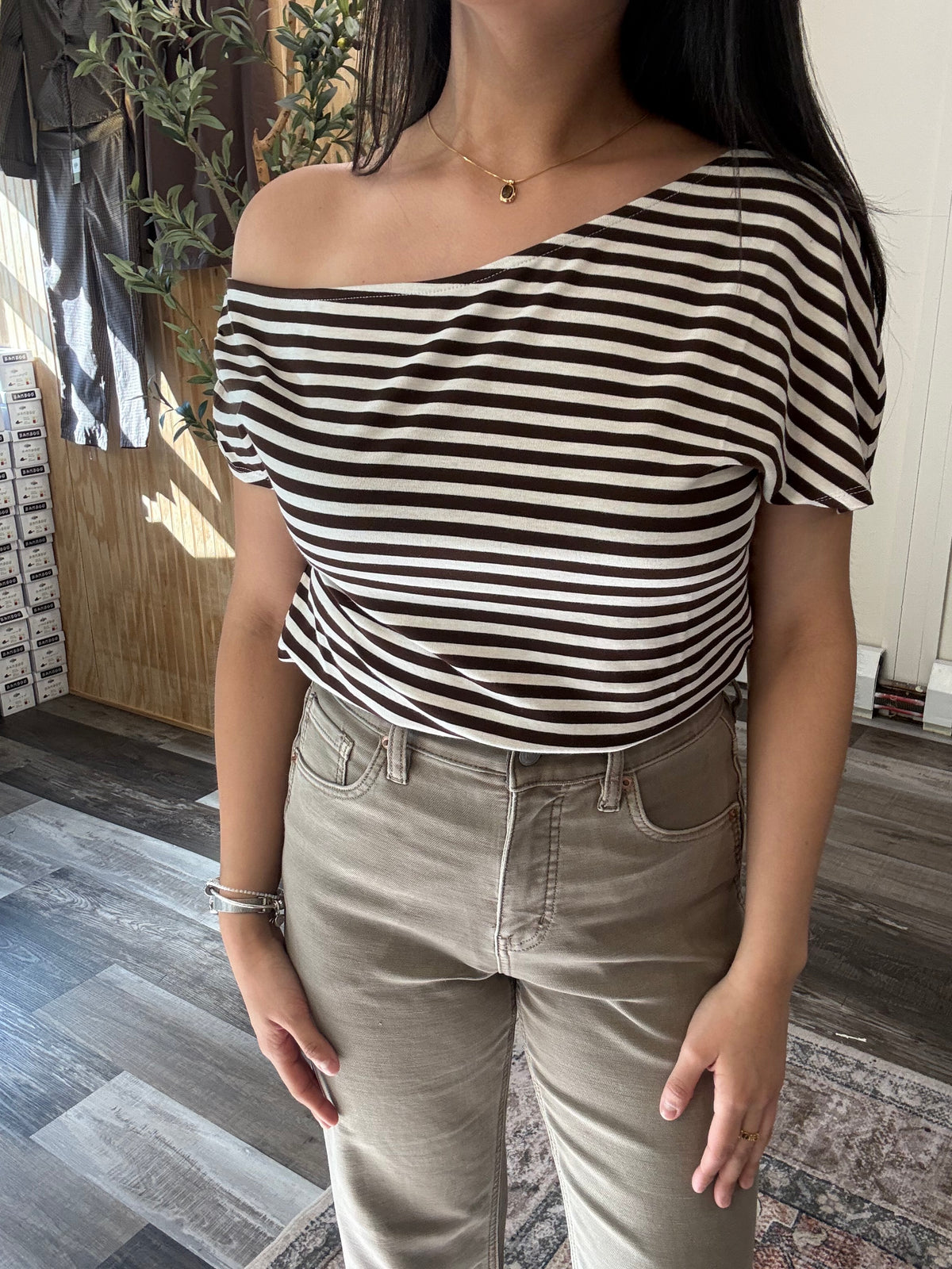 Striped Asymmetrical Top
