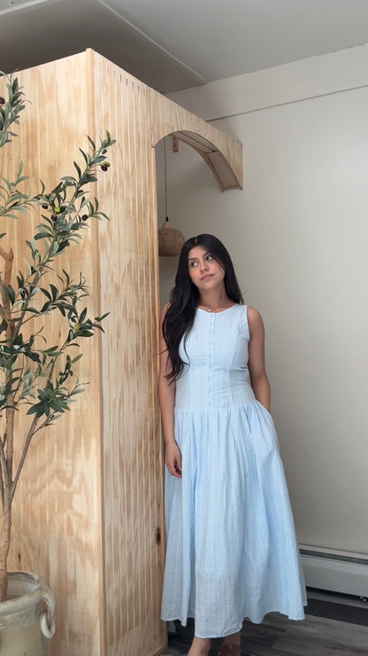 Blue Embroidery Dress