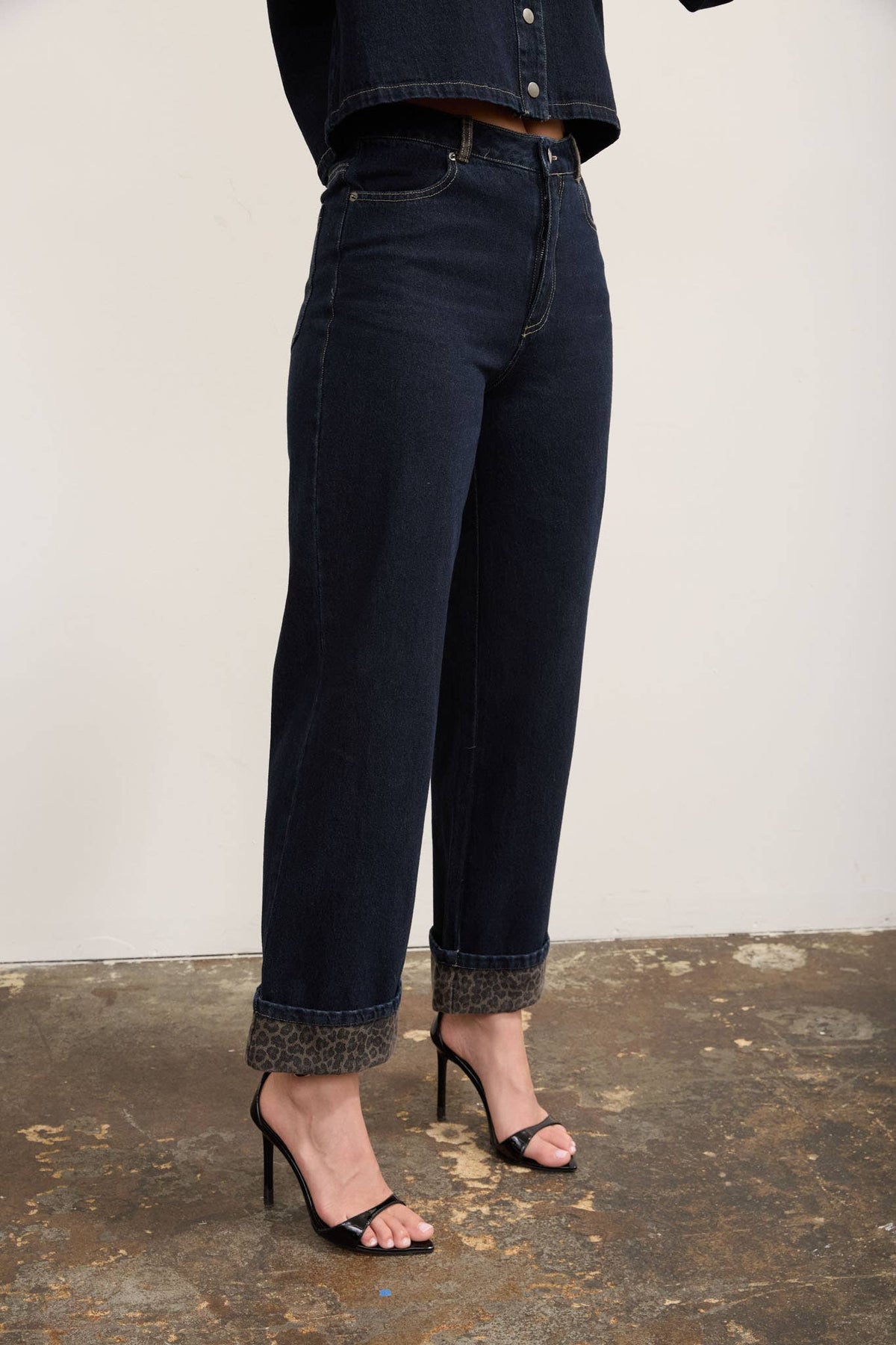 Leopard Cuff Denim